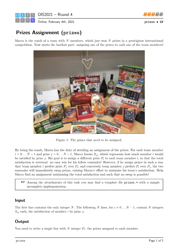 Prizes Assignment