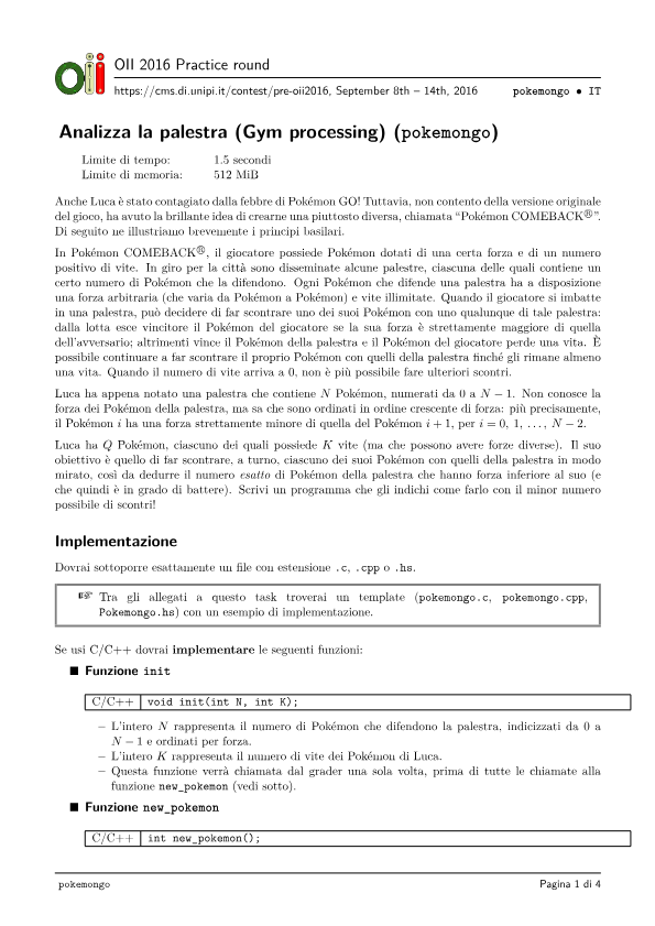 Analizza la palestra (Gym processing)